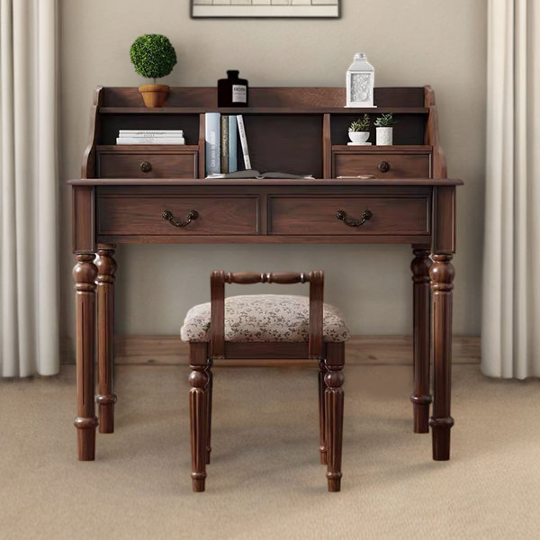 Canora Grey Solid Wood Desk Bookcase Combination Simple Modern Student